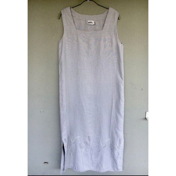 Kiko Comfortable Clothing Linen Maxi Dress Medium Sleeveless Embroidered Boho - Picture 1 of 14